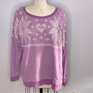 PINK Victoria's Secret Snowflake Sweatshirt- Light Purple- Size Medium